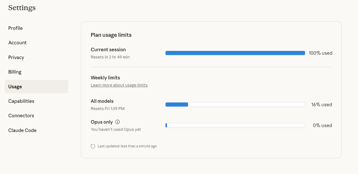Session limit in just three hours